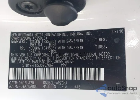 2018 Toyota Highlander Limited Platinum из США, поврежденный, VIN 5TDYZRFH5JS287067